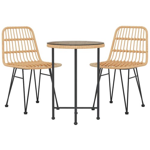  3-dijelni vrtni blagovaonski set od poliratana Smeđa Dužina stola 80 cm Slike