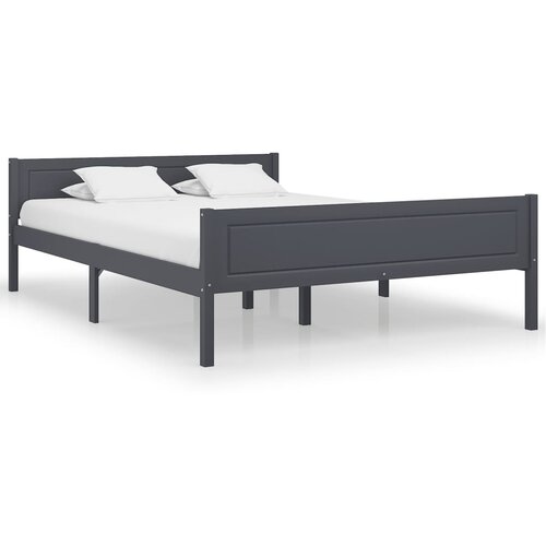 VidaXL Okvir za krevet od masivne borovine sivi 140 x 200 cm Slike