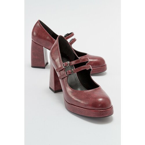 LuviShoes OREAS Women's Claret Red Pattern Heeled Shoes Slike