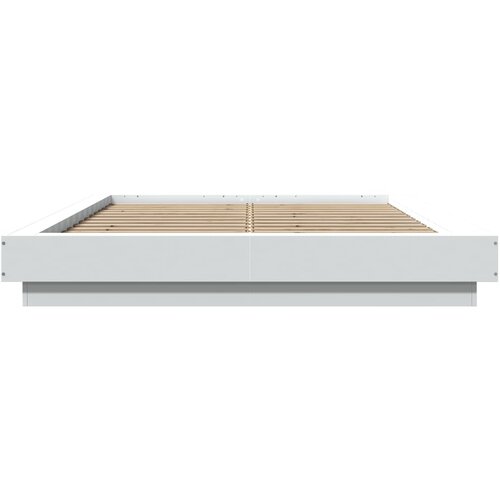  Okvir kreveta s LED svjetlima bijeli 140 x 200 cm drveni Slike