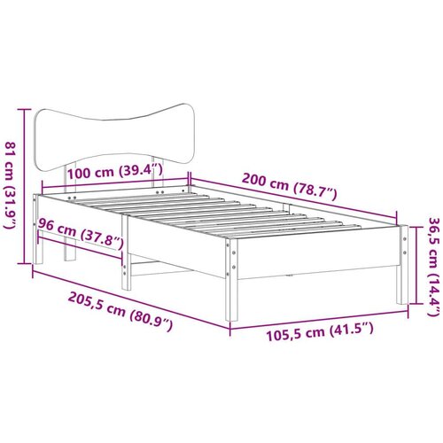 vidaXL Posteljni okvir brez vzmetnice voščeno rjav 100x200 cm borovina Cene