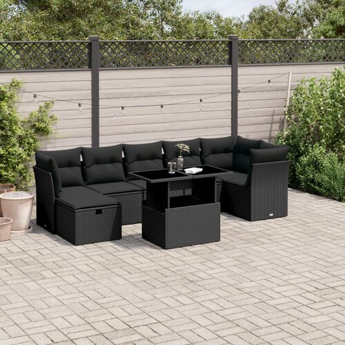 vidaXL 8-dijelni set vrtnih sofa od poliratana s jastucima crni Cijene