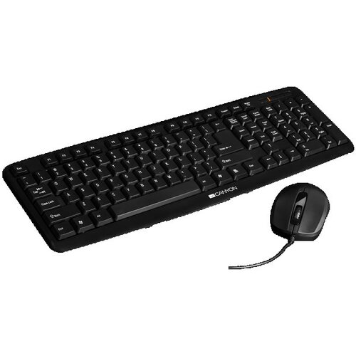 Canyon usb standard KB, 104 keys, water resistant UK layout bundle with optical 3D wired mice 1000DPI,USB2.0, Black, cable length 1.5m(KB)1 Cene