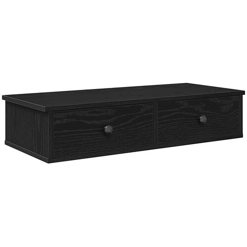  Zidna polica s ladicama crna 80x34x17 cm izrađeno drvo Slike