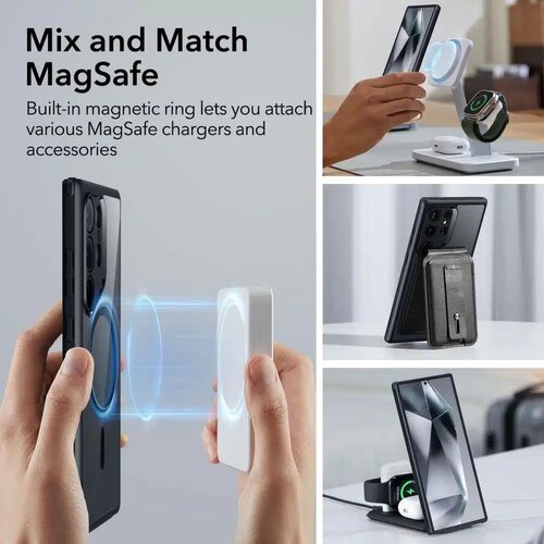 ESR Classic Hybrid HaloLock maska za Samsung Galaxy S24 Ultra - prozirna crna Slike