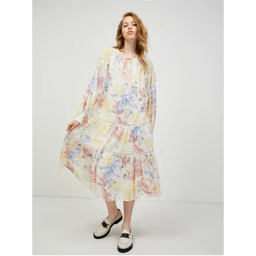 Vero_Moda Cream floral midi dress Sally - Women