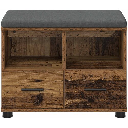 Klupa za hodnik s jastukom s policom Staro drvo 60 x 38 x 46 cm Slike