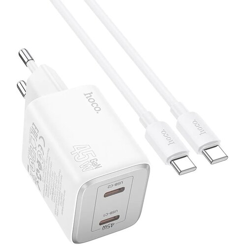 hoco. stenski polnilec 2 x Type-C + kabel Type-C do Type-C PD QC 45W GaN N42 bel Cene