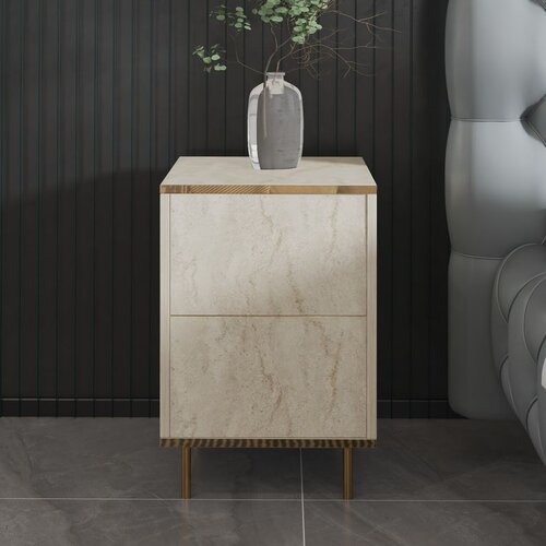 Hanah home noćni ormarić imaj - travertine, gold travertinegold nightstand Cene
