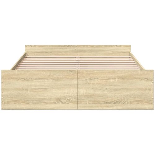 Okvir za krevet s ladicama boja hrasta 140x200 cm drveni Smeđa 140 x 200 cm Slike