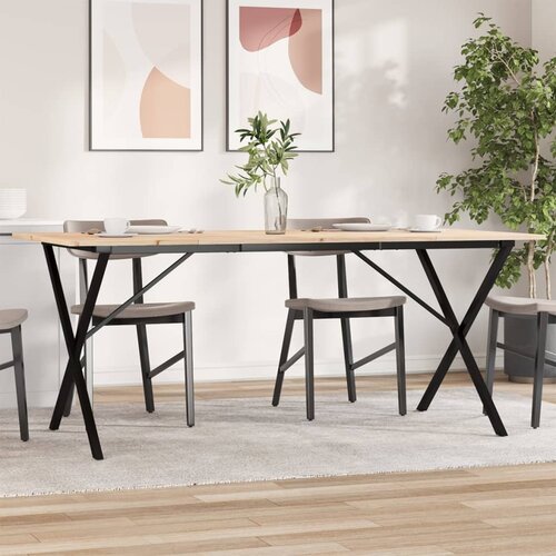 VidaXL Blagovaonski stol X-oblika 180x90x75 cm od borovine i željeza Slike