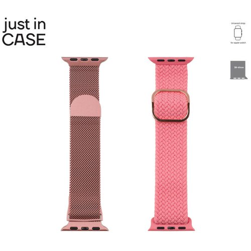 Just In Case 2u1 narukvica 38-41mm pink milanese + pink tekstil Slike