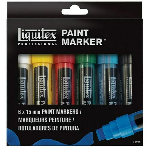 LIQUITEX professional Set markera Paint Marker (6 Kom., 15 mm, Pravokutni vrh)