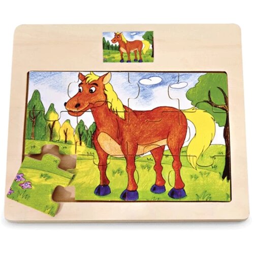 Pino drvena igračka Slagalica Konj, 12 elemenata Cene