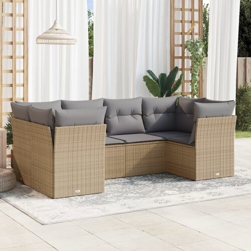 vidaXL 6-dijelni set vrtnih sofa s jastucima bež od poliratana Cijene