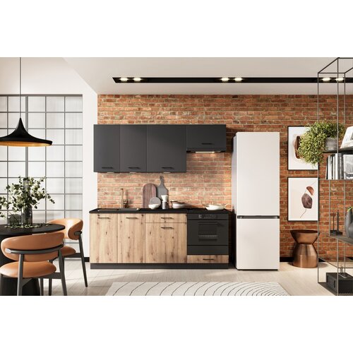 Stolkar KUHINJSKI BLOK ANIKA 200 CM - ARTISAN HRAST/GRAFIT SIVA Slike