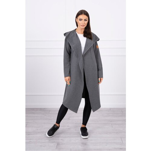 Kesi Long cardigan with a graphite hood Slike