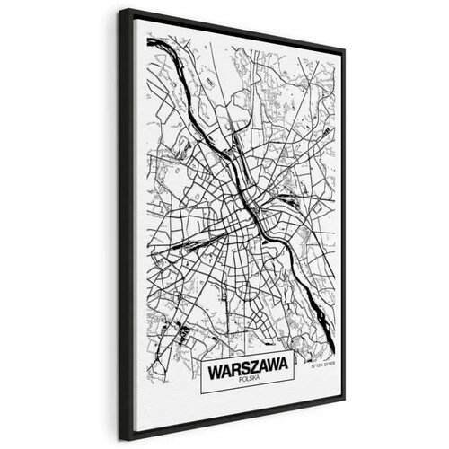  Slika - City Plan: Warszawa (1 Part) Vertical 80x120 U crnom drvenom okviru Cene