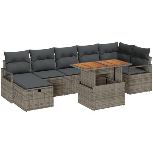 vidaXL 8 komada vrtni sofa set s jastučićima sivi poli ratan, 2-sjedni vrtni sofa s jastučićima sivi poli ratan Cijene