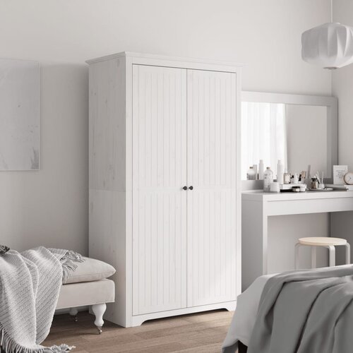 The Living Store Garderobna omara BODO bela 99x53,5x173 cm trdna borovina - Garderobna Omara, (21434277) Slike