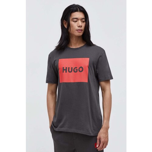 Hugo Bombažna kratka majica siva barva Slike