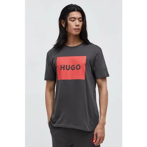 Hugo Bombažna kratka majica siva barva
