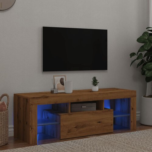 vidaXL TV omarica z LED artisan hrast 120x36,5x40 cm inženirski les Cene