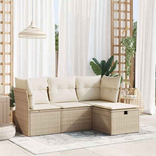 vidaXL 4-dijelni set vrtnih sofa s jastucima bež od poliratana Cijene