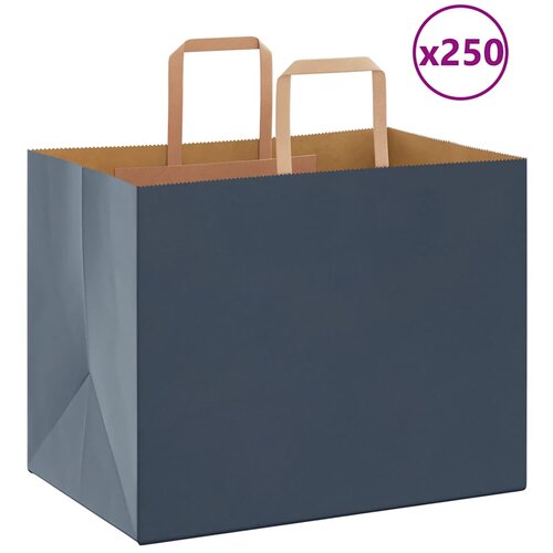 VidaXL Papirnate vrečke 250 kosov z ročaji modra 32x22x24 cm, (5000161001) Slike