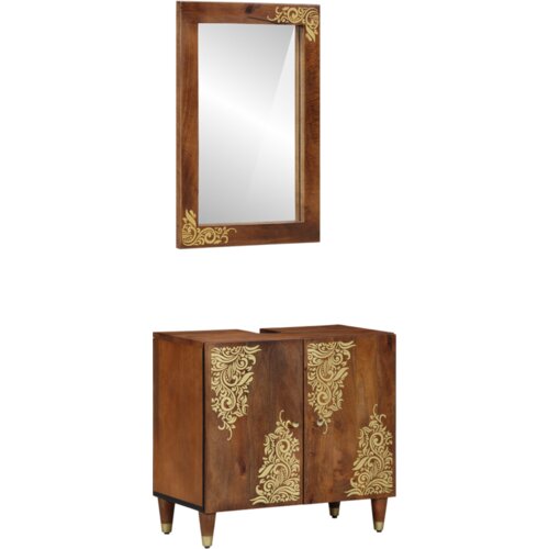 vidaXL set namje&scaron;taja za kupaonicu od 2 dijela čvrstog drveta manga, kabinet za umivaonik 62x33x58 cm čvrsto drvo manga, ogledalo 50x70x3 cm čvrsto drvo manga Cijene