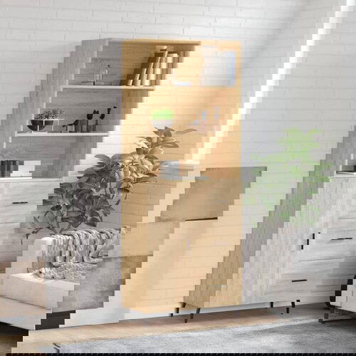 vidaXL Visoka komoda sonoma hrast 69,5x34x180 cm inženirski les Cene