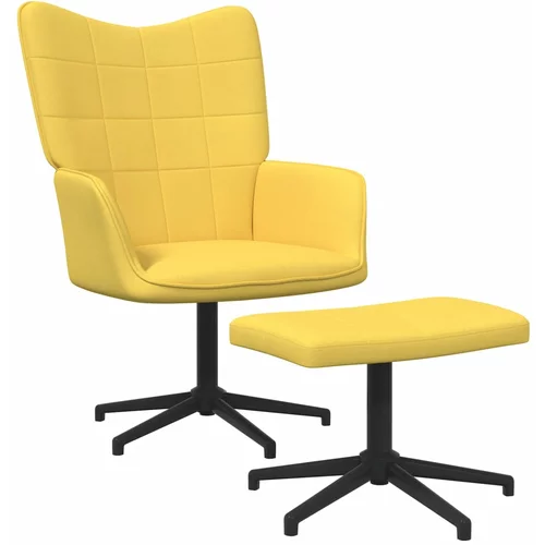 vidaXL Stol za sproščanje s stolčkom gorčično rumeno blago, (20699380)