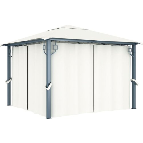 vidaXL Paviljon z zaveso 300x300 cm krem aluminij Cene