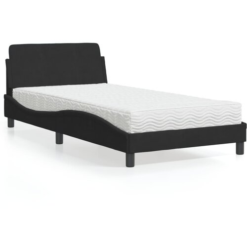 VidaXL Krevet s madracem crni 100x200 cm bar&amp;scaron;unasti Slike