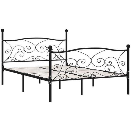 Maison Chic Posteljni okvir - Dvoposteljna postelja - Zakonska postelja z letvenim dnom črn kovinski 160x200 cm, (21693811) Cene