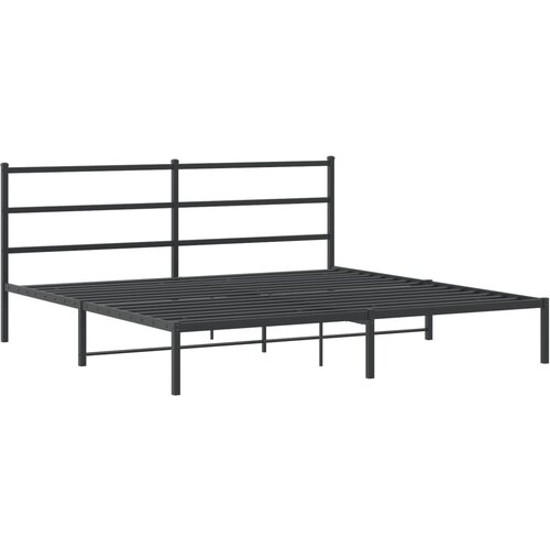 vidaXL Kovinski posteljni okvir z vzglavjem črn 200x200 cm, (21007007) Cene
