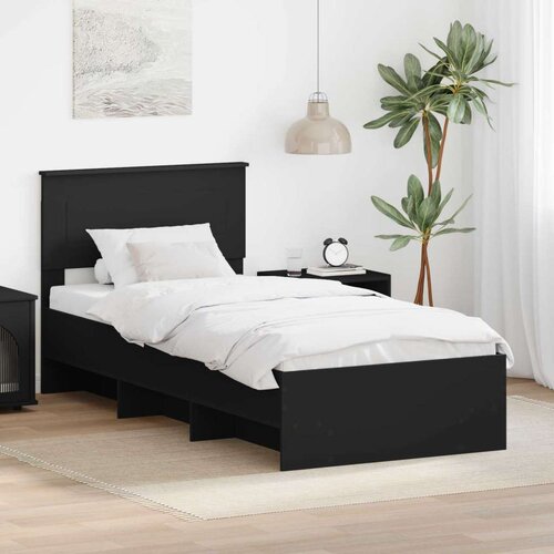  Okvir za krevet Crna 90 x 200 cm Konstruirano drvo - Crna 90 x 200 cm Slike