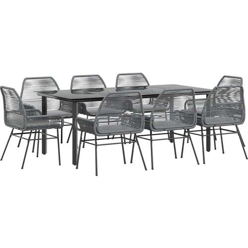  Vrtna garnitura - 8-dijelni vrtni blagovaonski set s jastucima poliratan i staklo Siva 200 x 100 x 74 cm 8 Slike