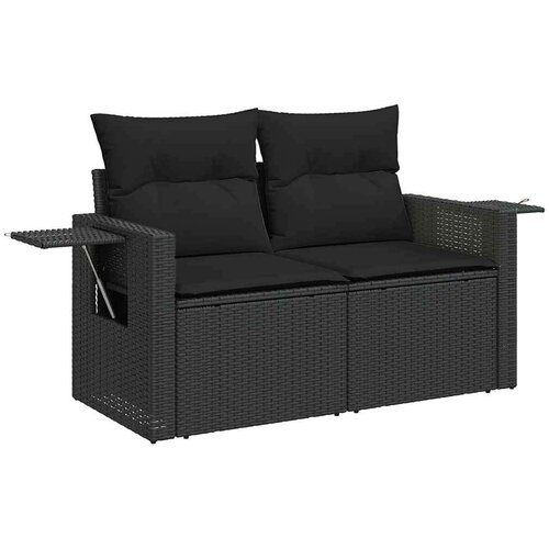 VidaXL 4-dijelni set vrtnih sofa od poliratana s jastucima crni Slike