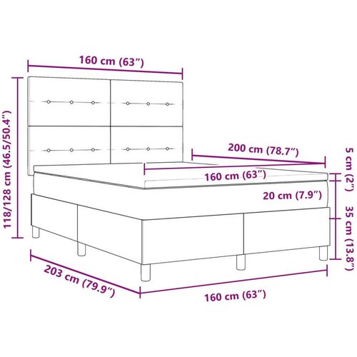  Krevet s madracem Tamno siva Tkanina 160 x 200 cm Madrac Slike