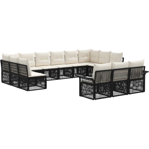 vidaXL Vrtna sedežna garnitura 13 pcs Črna poli ratan, (5000270081) Cene