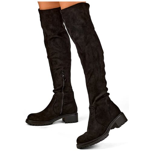 Primohurt Women&amp;#039;s black suede over-the-knee boots with a flat sole Slike