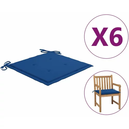  Jastuci za vrtne stolice 6 kom plavi 50 x 50 x 3 cm od tkanine