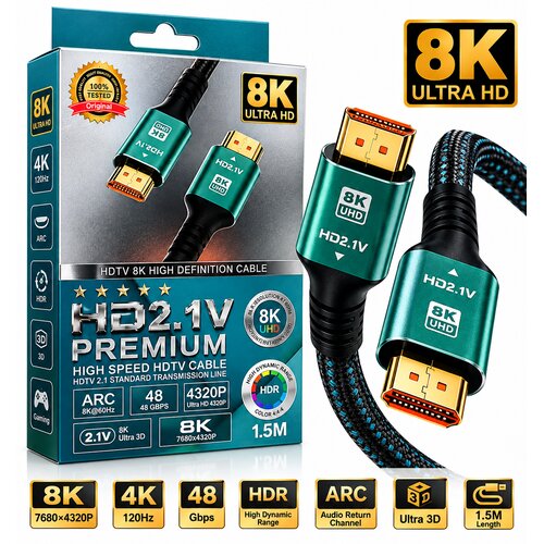  HDMI 2.1 Premium 8K Ultra HD kabl - 48 Gbps - 1,5 m Slike