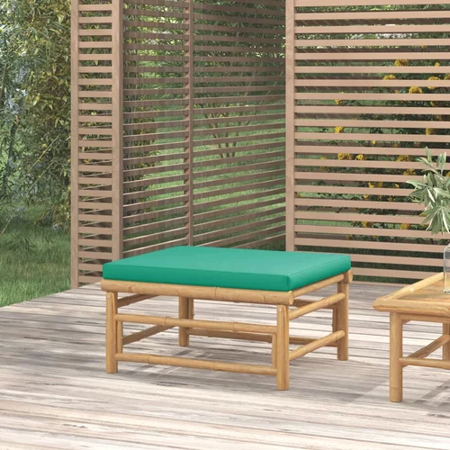 vidaXL Vrtni stolček za noge z zeleno blazino bambus