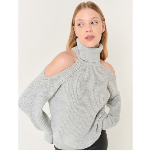 Jimmy Key Gray Turtleneck Shoulder Detailed Knitwear Sweater Slike