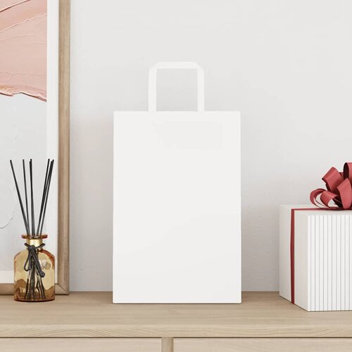 Papirnate vrećice 250 kom s ručkama bijele 21x11x31 cm Slike