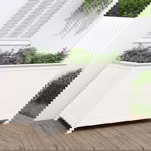 VidaXL Povi&amp;scaron;ena vrtna gredica bijela 119 5x82 5x78 cm masivna borovina Slike