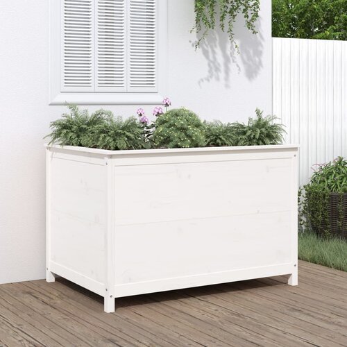 vidaXL Vrtna visoka greda bela 119,5x82,5x78 cm trdna borovina Cene