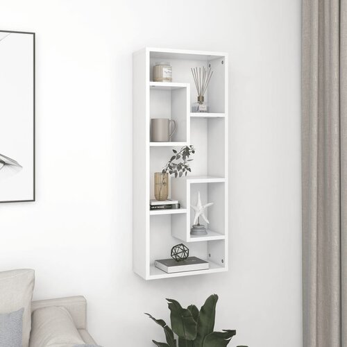 VidaXL Stenska polica bela 36x16x90 cm iverna plo&amp;scaron;ča Slike